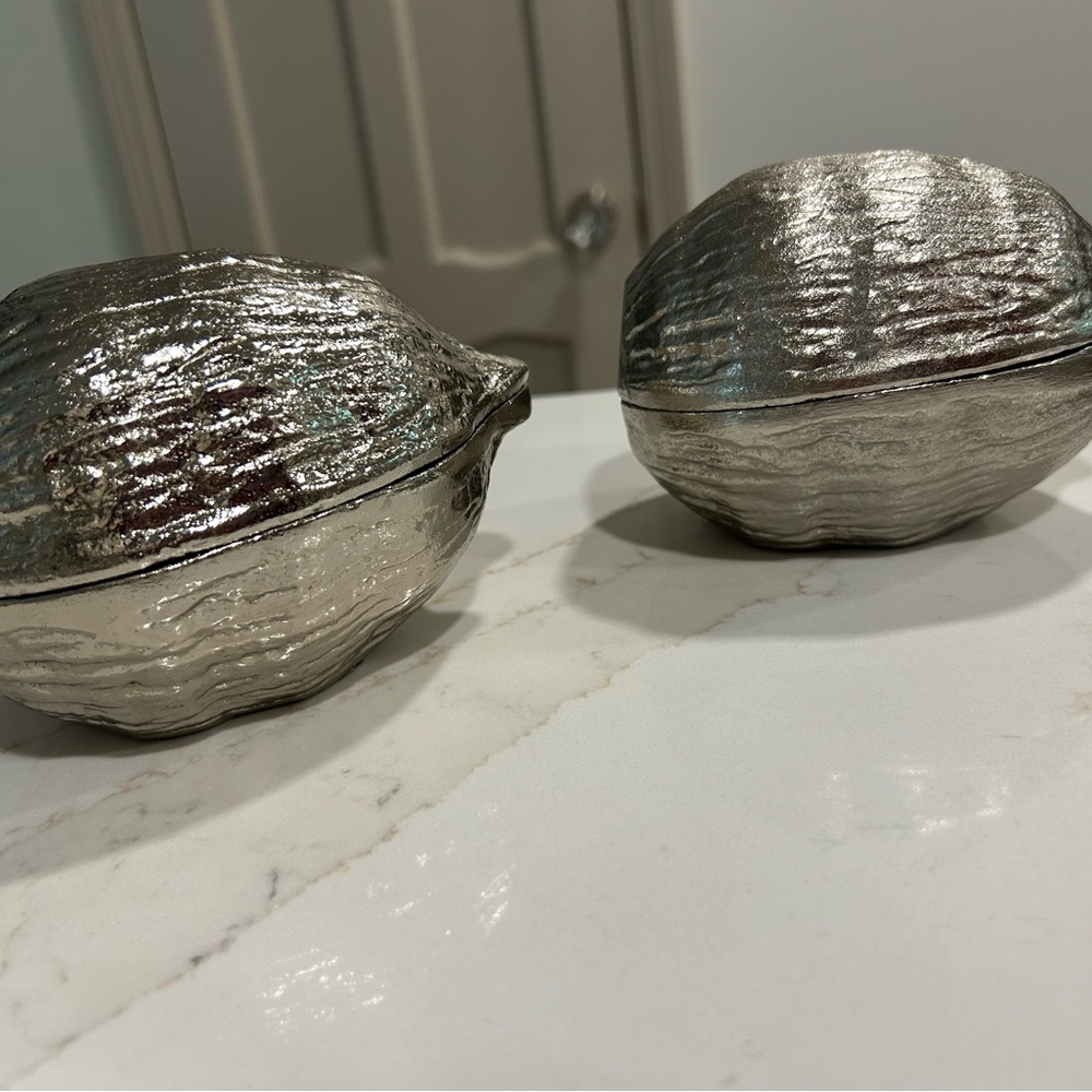 Threshold Silver Decorative Nut shaped Trinket Box Accents
